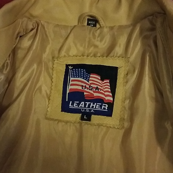 U.S.A. Leather Women's Jacket Tan Size Large - Picture 5 of 8